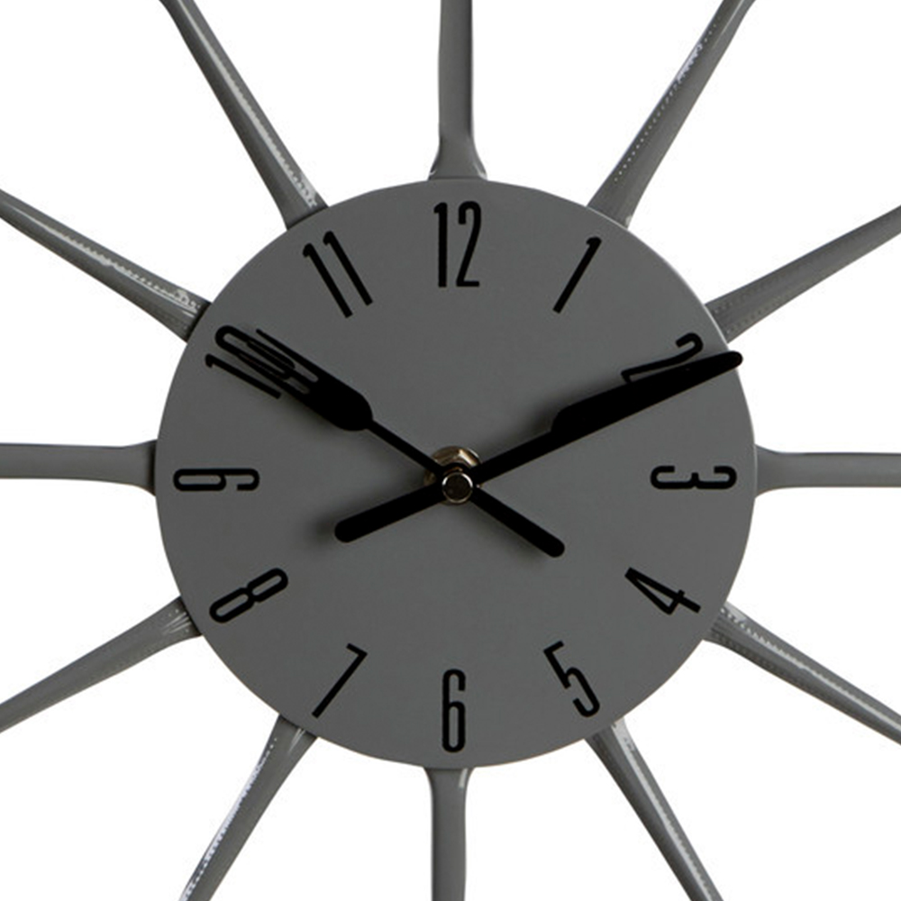 Premier Housewares Grey Cutlery Wall Clock Image 2