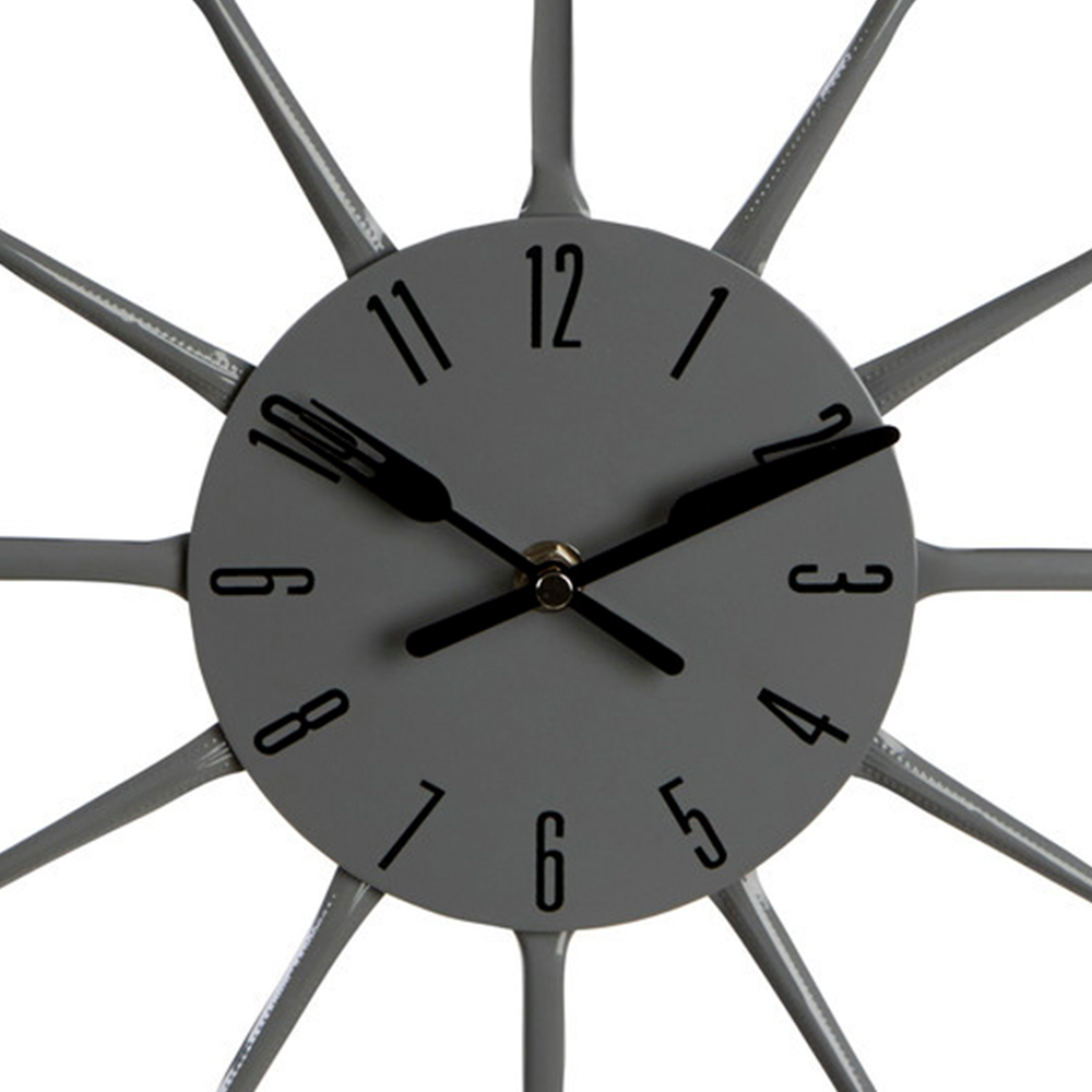 Premier Housewares Grey Cutlery Wall Clock 33cm Image 2