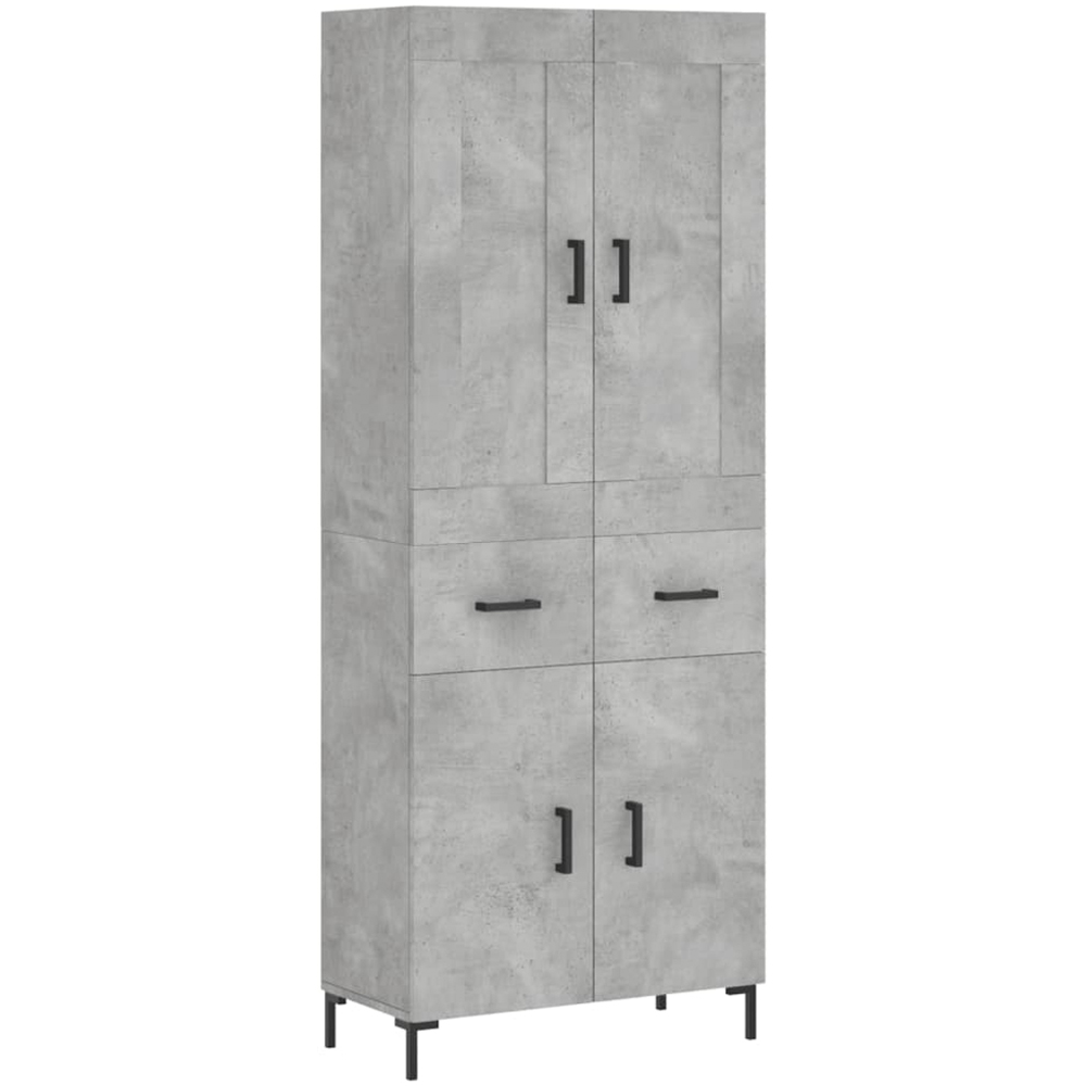 vidaXL 4 Door 2 Drawer Concrete Grey Highboard Image 2