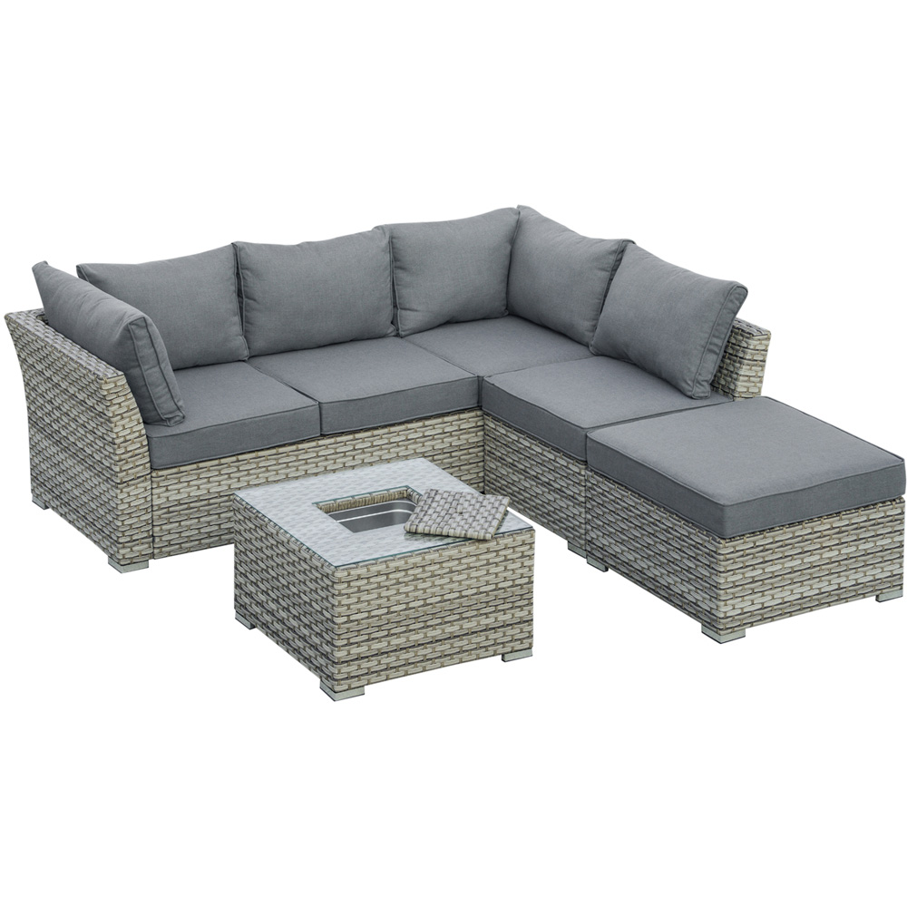 Outsunny 5 Seater Light Grey PE Rattan Sofa Lounge Set Image 2