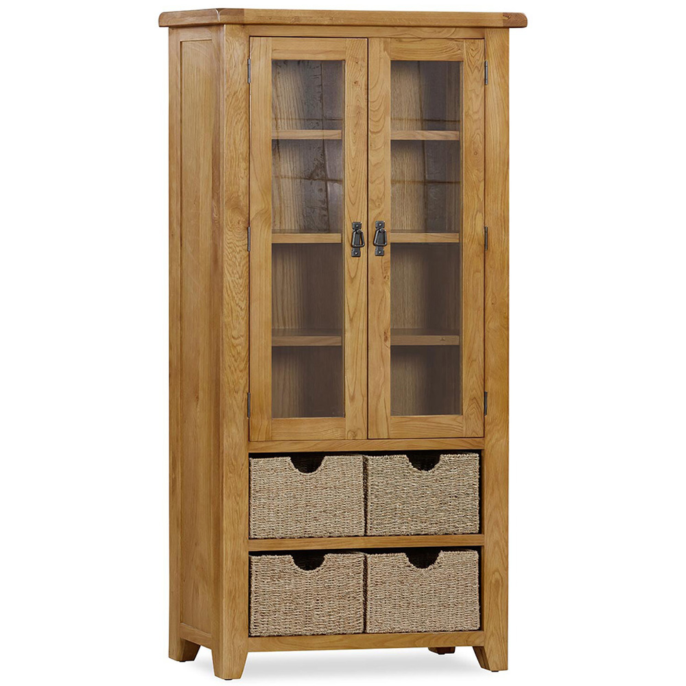 Kinsale 2 Door Oak Display Cabinet with Baskets Image 3
