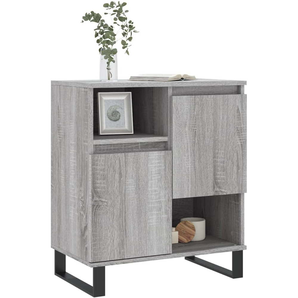 vidaXL 2 Door 2 Shelf Grey Sonoma Wooden Sideboard Image 7