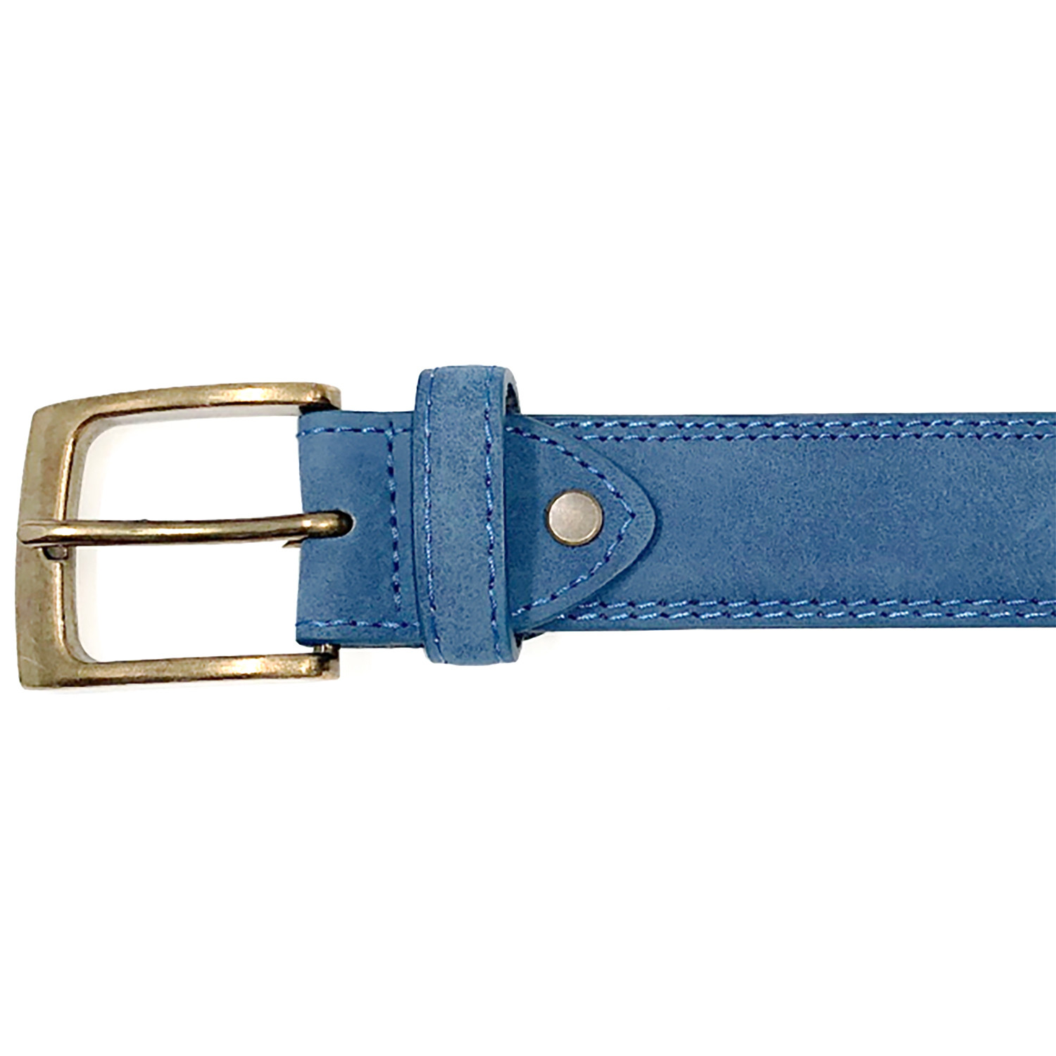 Men's Blue Suede Effect Belt - Blue / L Image