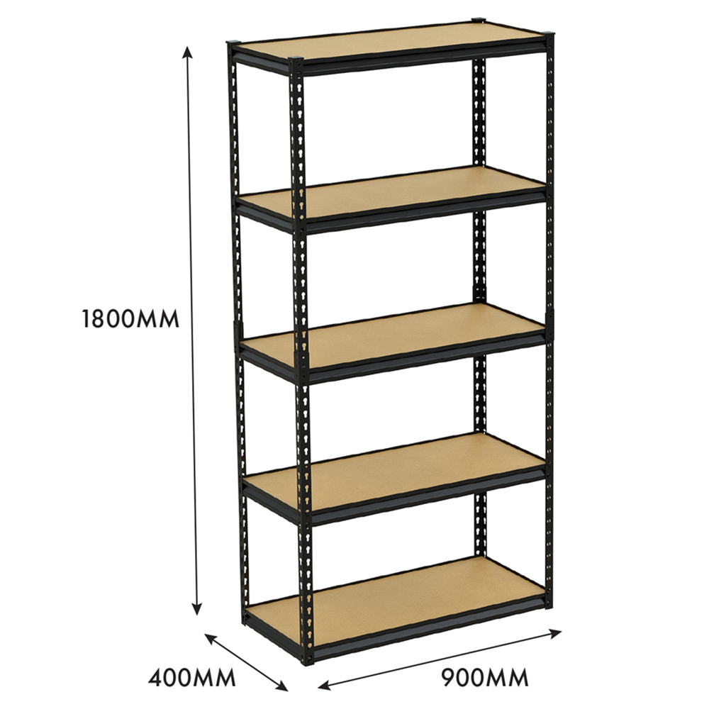 Handy 5 Tier Black Shelving Unit 90 x 180 x 40cm Image 6