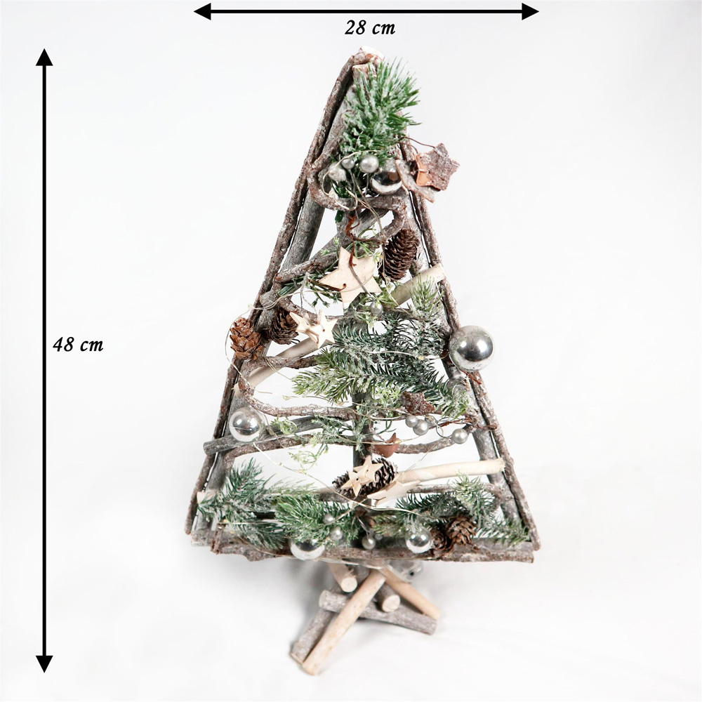Shatchi 20 LED Rustic Wooden Xmas Tree Decoration 48cm Image 4