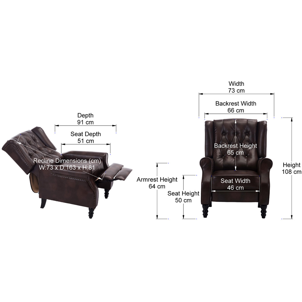 Furniture Online Althorpe Brown Wing Back Leather Recliner Chair Image 9