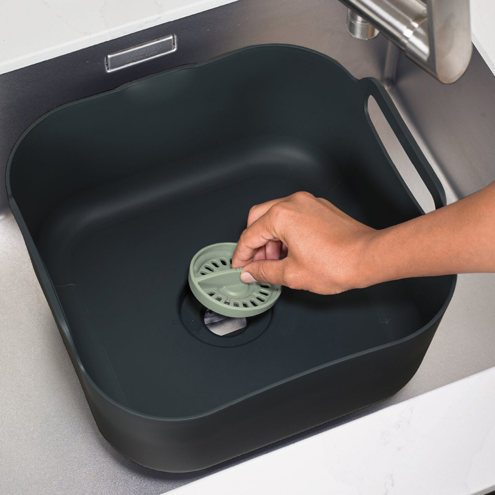 ReBorn Charcoal Grey and Sage Green Deep Washing Up Bowl with Handles 9L Image 7