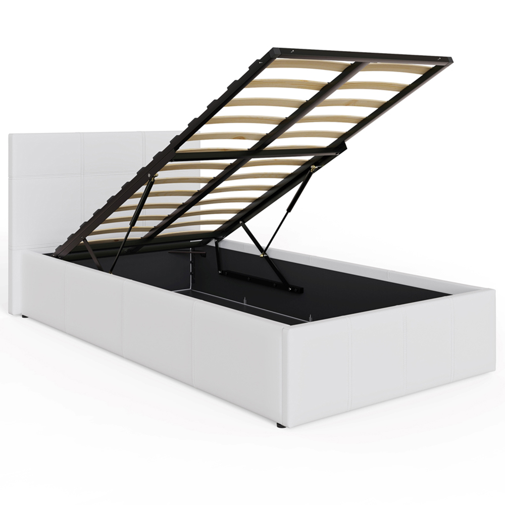 GFW Single White Faux Leather End Lift Ottoman Bed with Bonnell Mattress Image 5