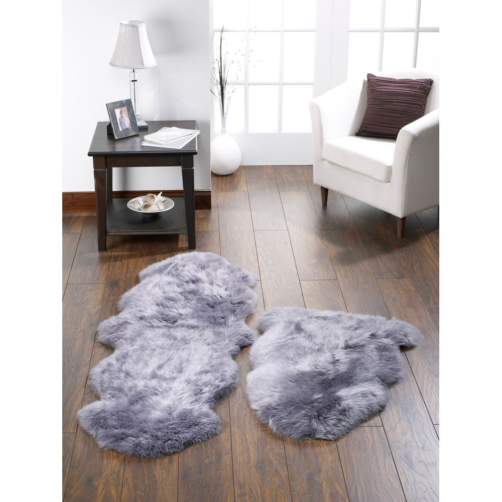 Origins Genuine Grey Sheepskin Rug Image 2