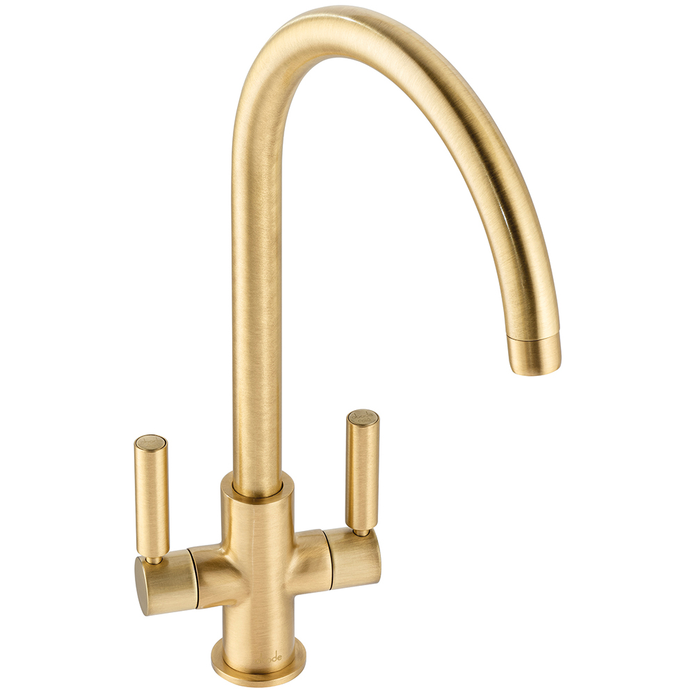 Globe Brushed Brass Dual Lever Mono Kitchen Tap Image 1