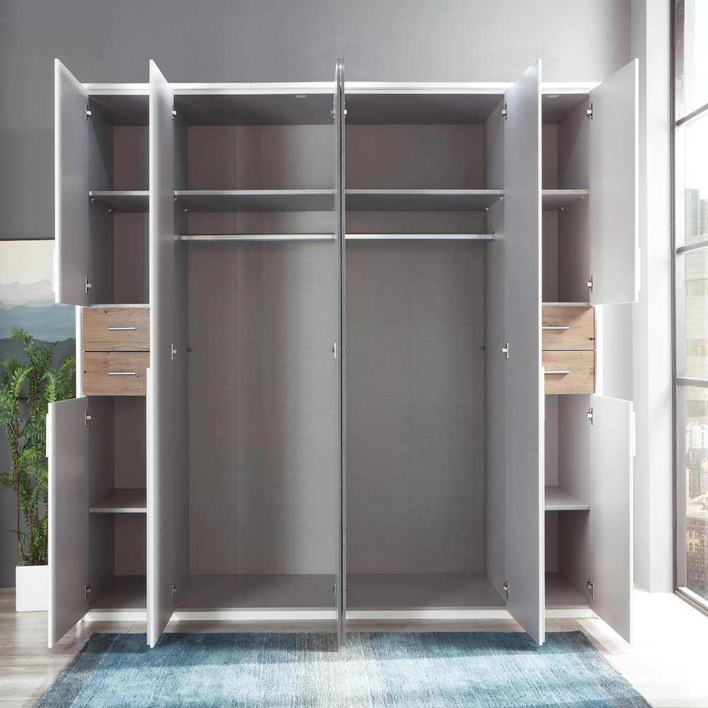TJ'S Vegas 6 Door 4 Drawer Sahara Grey Mirrored Wardrobe Image 4