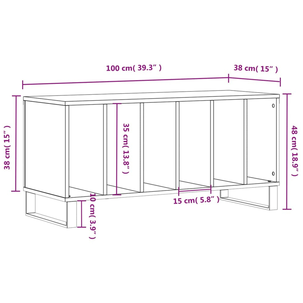 vidaXL 6 Shelf White Record Cabinet Image 9