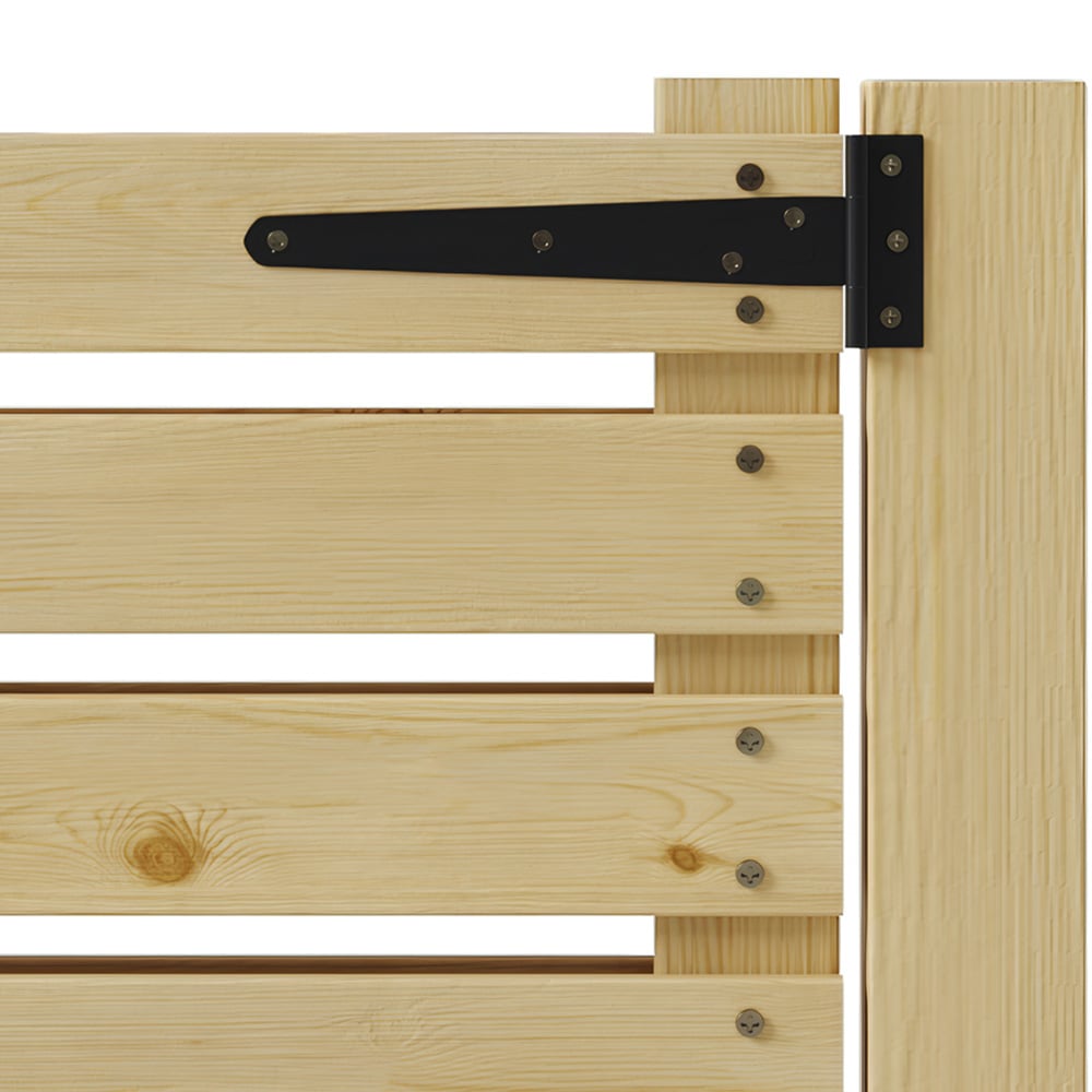 Living and Home Wooden Garden Slat Reinforced Gate with Door Latch 70.8 x 35.4 inch Image 4