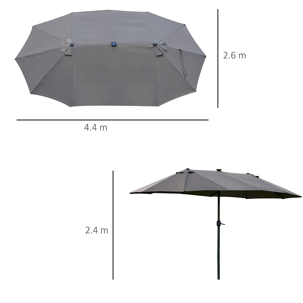 Outsunny Grey Double Sided LED Garden Parasol 4.4m Image 5