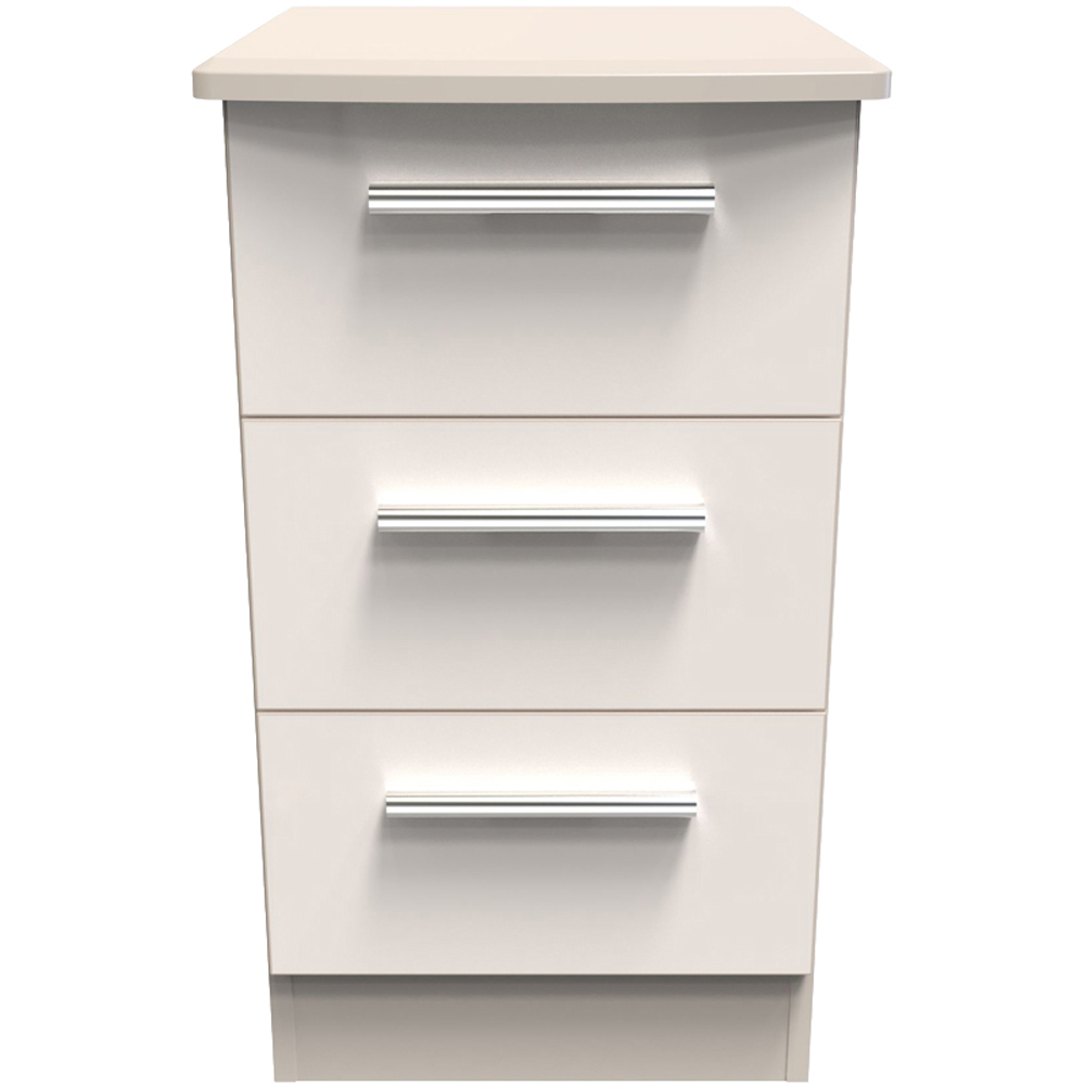 Crowndale Knightsbridge 3 Drawer Kashmir Gloss Bedside Cabinet Ready Assembled Image 2