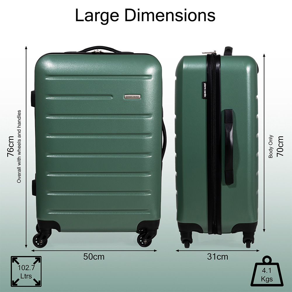 Pierre Cardin Voyager XL Green Hard Shell Lightweight Trolley Suitcase Image 7