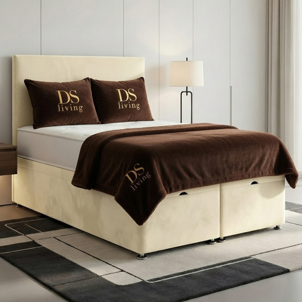 DS Living Prima Super King Size Cream Plush Divan Bed Image 1