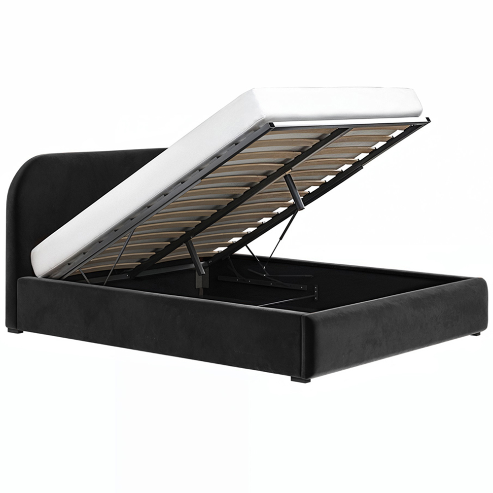 Flair Alba Double Black Velvet Ottoman Bed Image 2