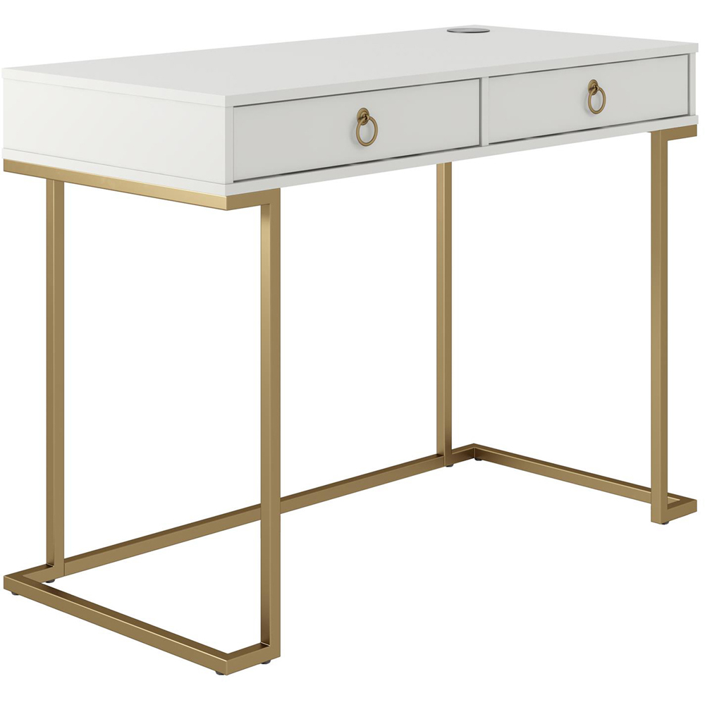 Dorel Home Camila 2 Drawer White Writing Desk Image 2