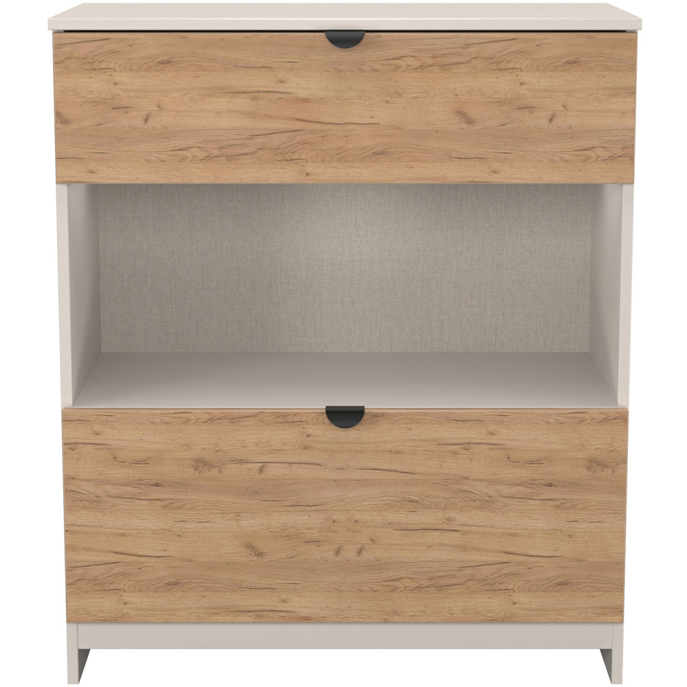 Crowndale Bora 2 Drawer Single Shelf Gold Oak and Kashmir Storage Unit Image 2