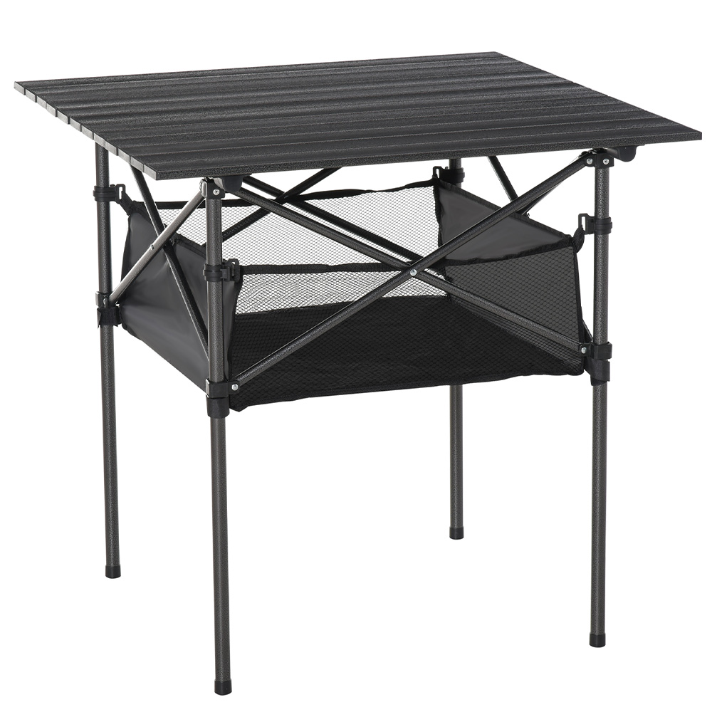 Outsunny Foldable Camping Desk with Storage Black Image 1