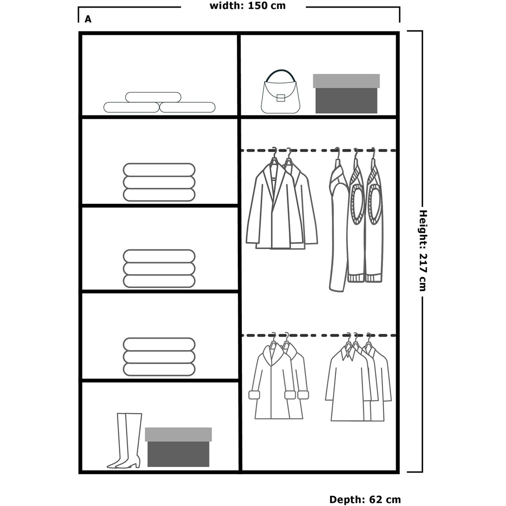 M N Furniture Cheen 2 Door Grey Strip Mirrored Sliding Wardrobe 150cm Image 5