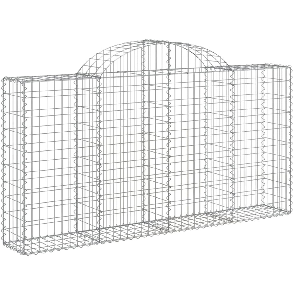 vidaXL Silver Galvanised Iron Arched Gabion Basket 200 x 30 x 100/120cm 18 Pack Image 1