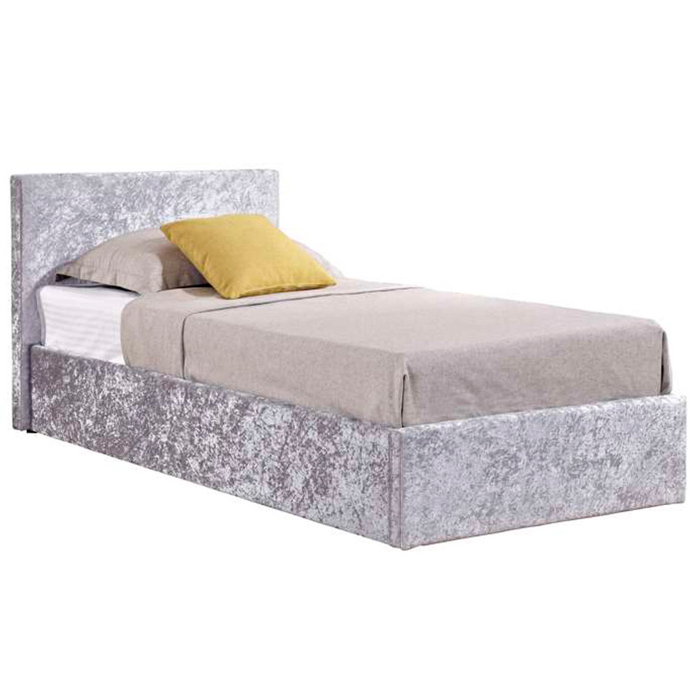Berlin Single Steel Crushed Velvet Ottoman Bed Wilko