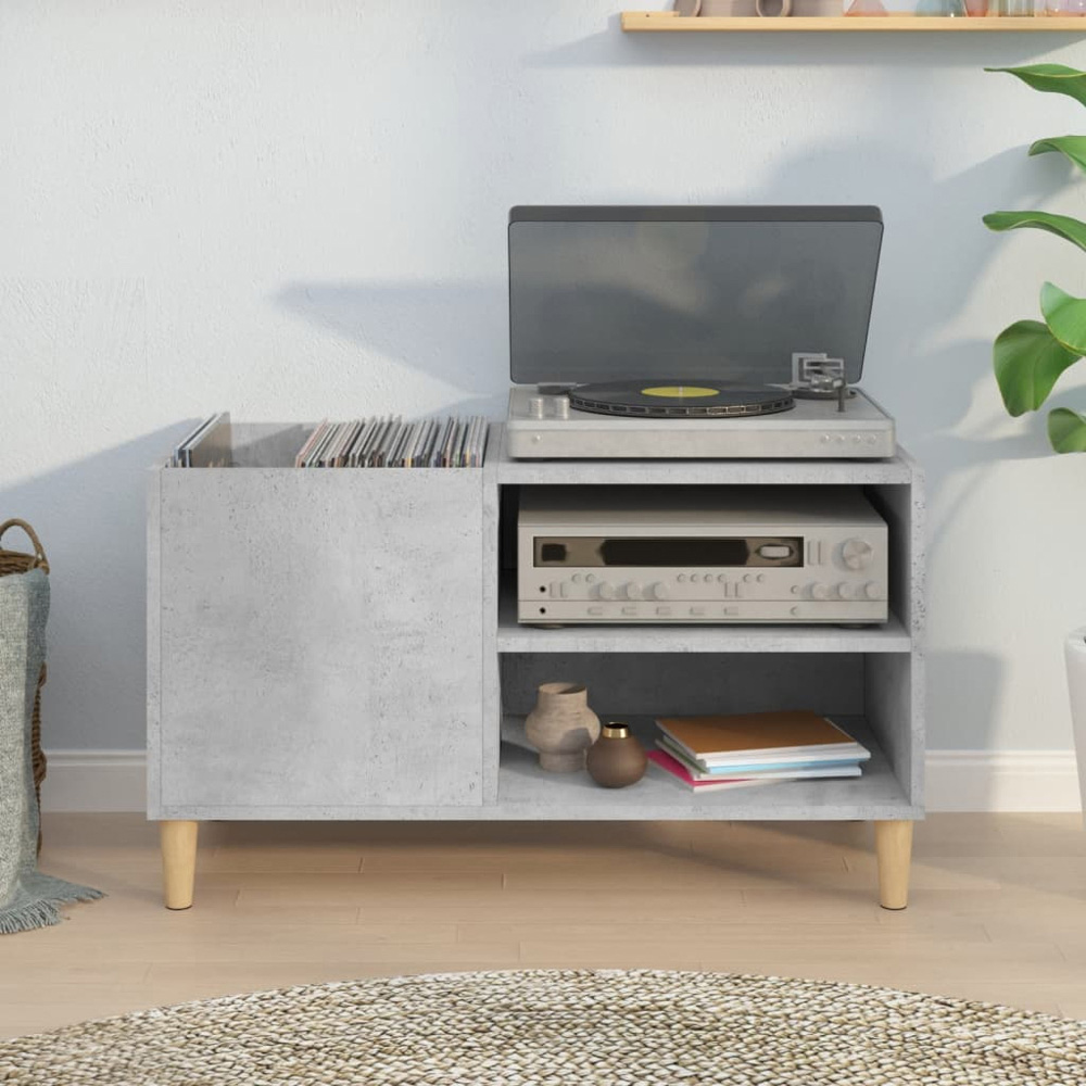 vidaXL 2 Shelf Concrete Grey Record Cabinet Image 7