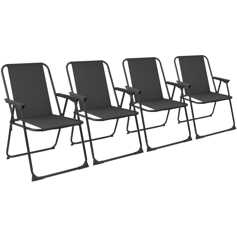 Harbour Housewares Black Metal Foldable Beach Chair 4 Pack Image 2