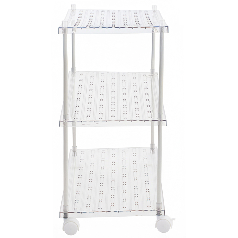 Living and Home 3 Shelf Clear Rolling Storage Cart Image 3