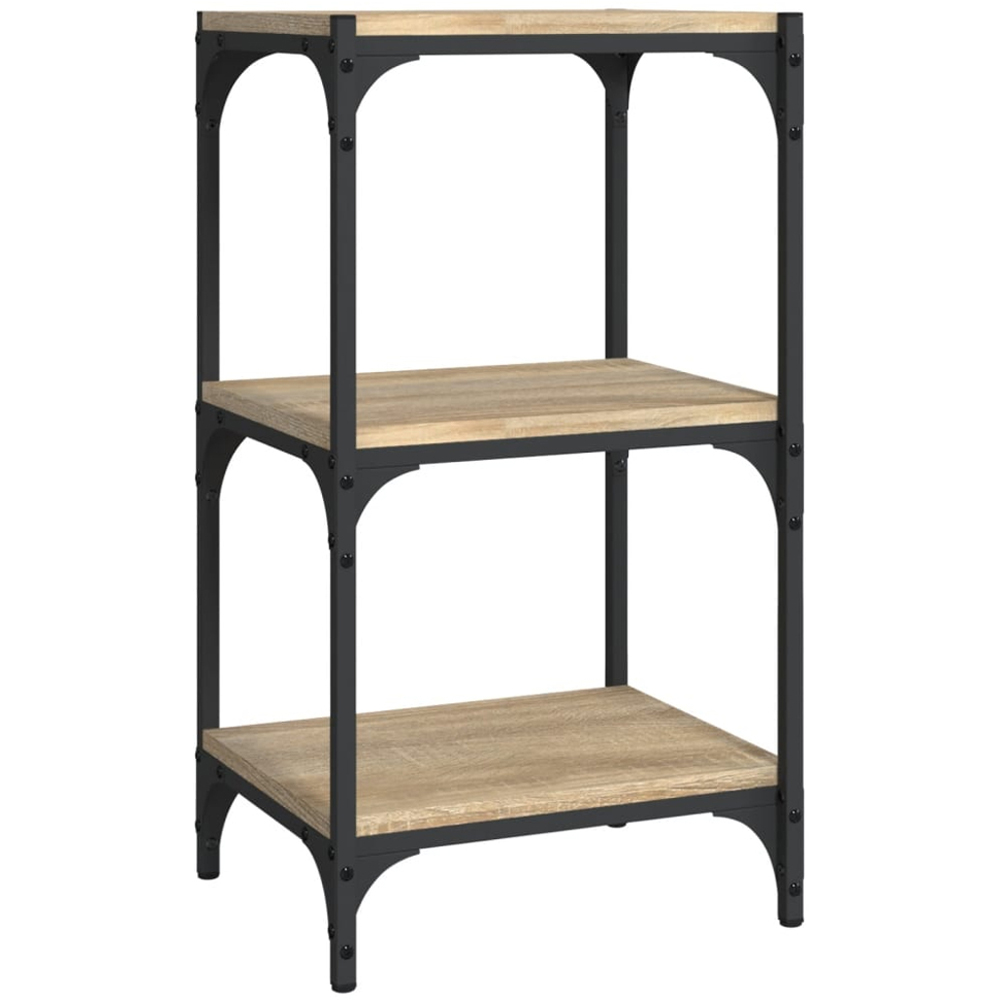 vidaXL 3 Shelf Sonoma Oak Wood and Steel Bookcase Image 2