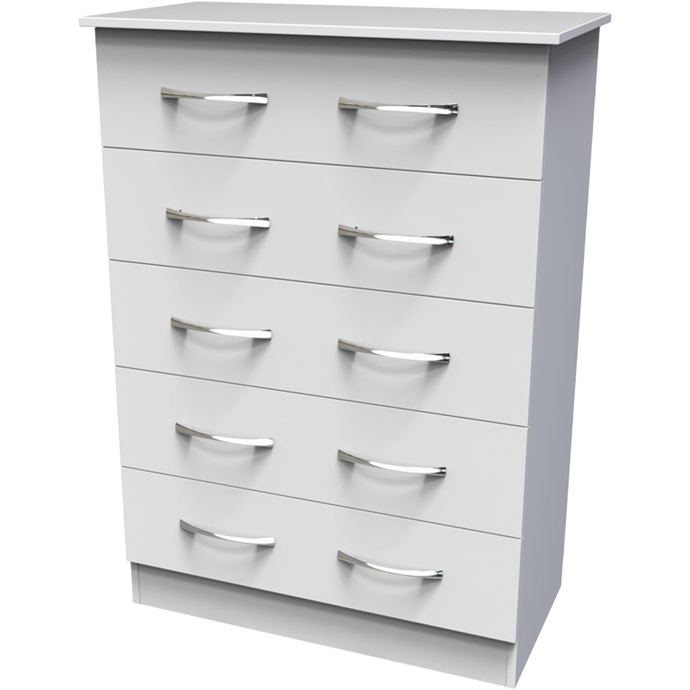 Crowndale Avon 5 Drawer Matt White Chest of Drawers Ready Assembled Image 4
