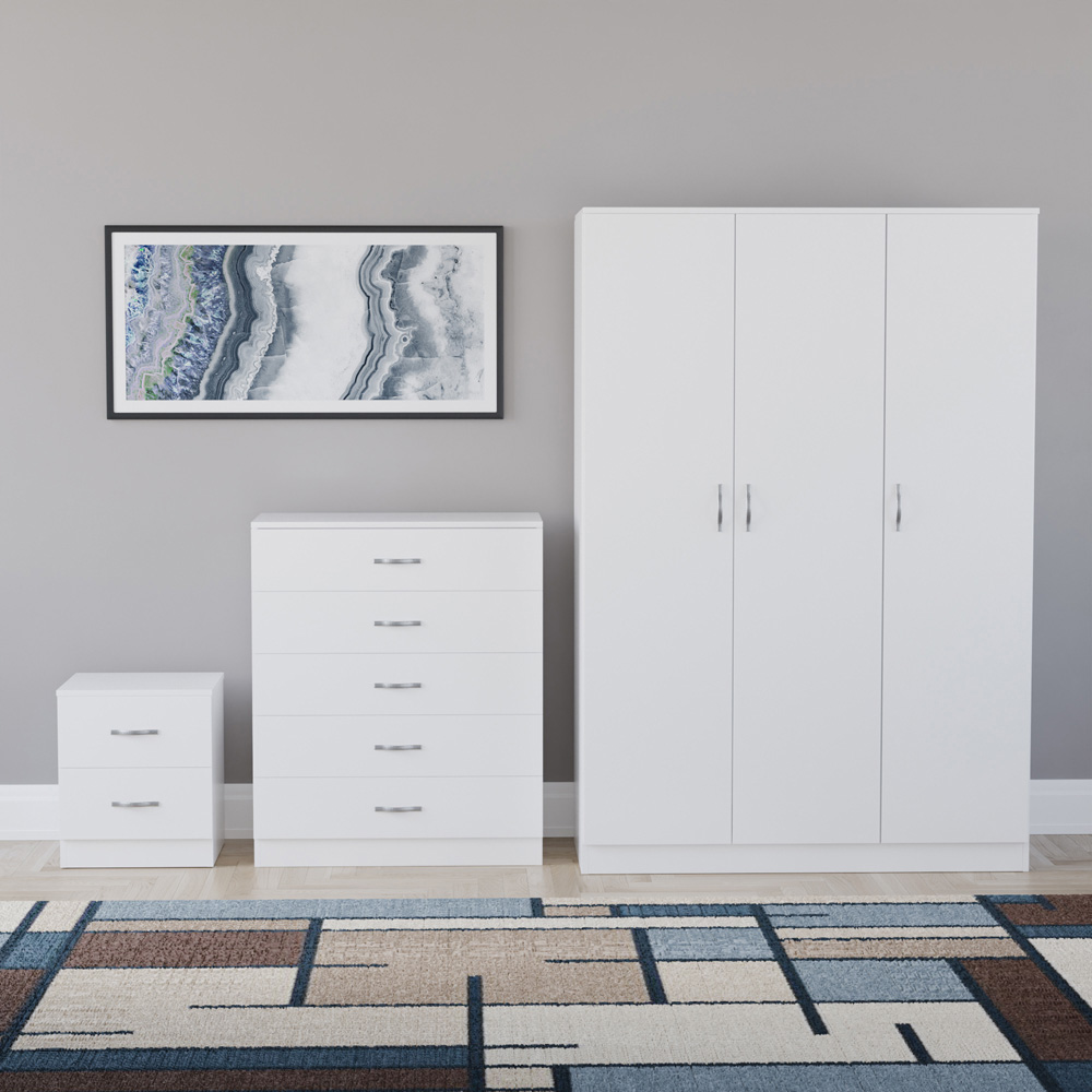 VIDA DESIGNS Riano White 3 Piece Bedroom Furniture Set Image 2