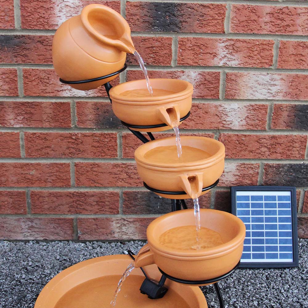 Monster Shop 4 Tier Terracotta Solar Water Feature Image 5