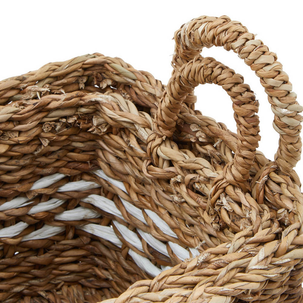 Premier Housewares Natural and Black Square Seagrass Basket Set of 2 Image 8