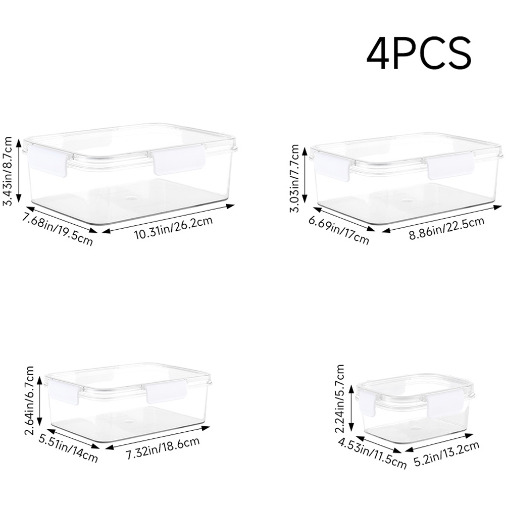 Living and Home 4-Piece Rectangular Food Storage Container Set Image 8