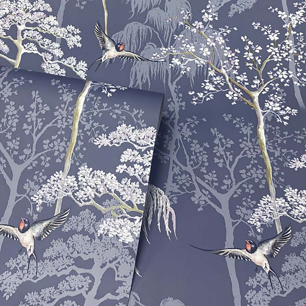 Arthouse Japanese Garden Navy Blue Wallpaper Image 2