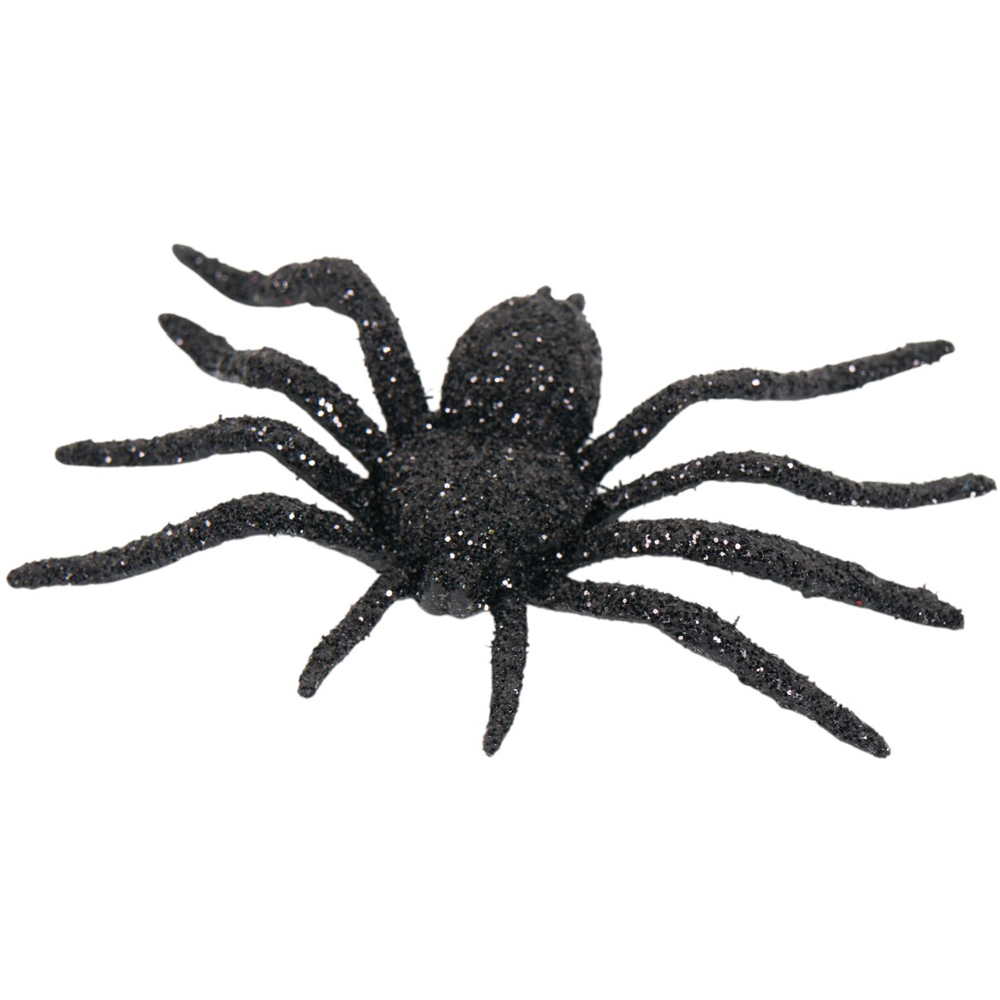 Pack of 6 Glittery Craft SpidersBlack Image 3