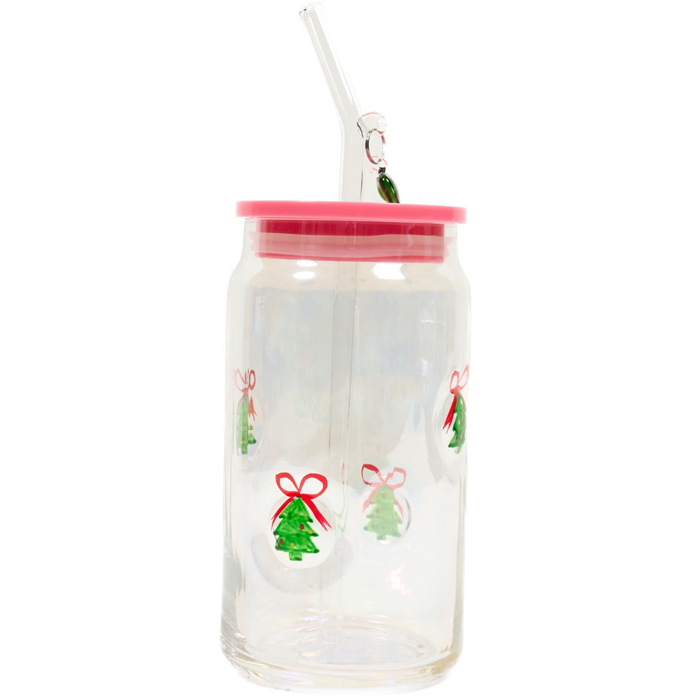 3D Christmas Tree Lustre Drinking Jar with Icon Image 2