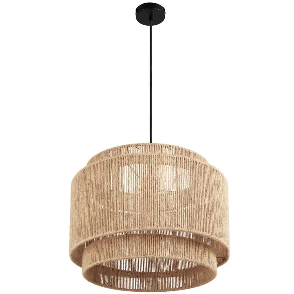 tectake Lignea 3-Tier Boho Chic Jute Fibre Pendant Light Image 1