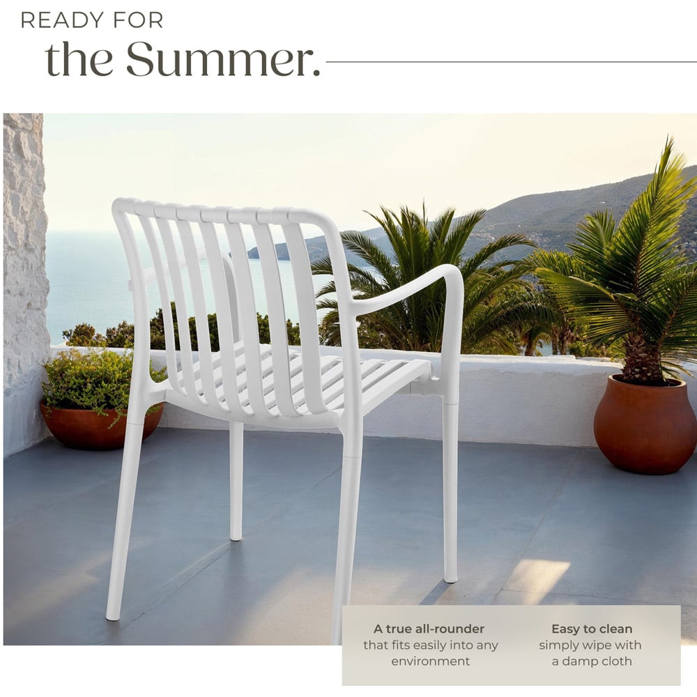 tectake Alcudia Set of 6 White Garden Chair Image 4
