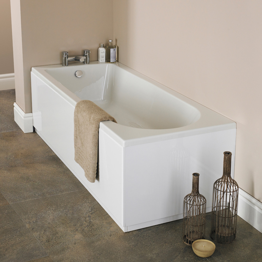 nuie Barmby White Acrylic Round Standard Single Ended Bath 1500 x 700mm Image 2