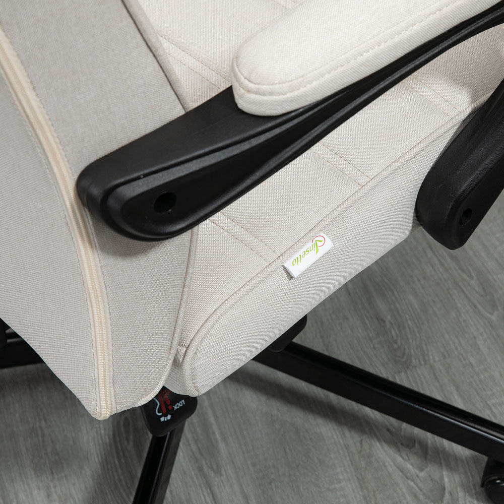 Portland Cream Linen Swivel Office Chair Image 4