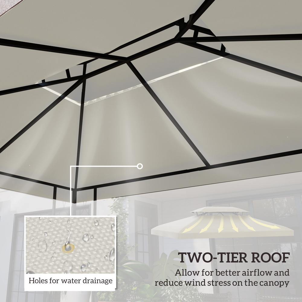 Outsunny 3 x 4m 2-Tier Cream Gazebo Canopy Replacement Cover Image 4