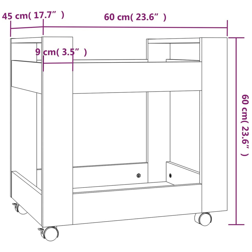 vidaXL 2 Shelf White Wooden Desk Trolley Image 8