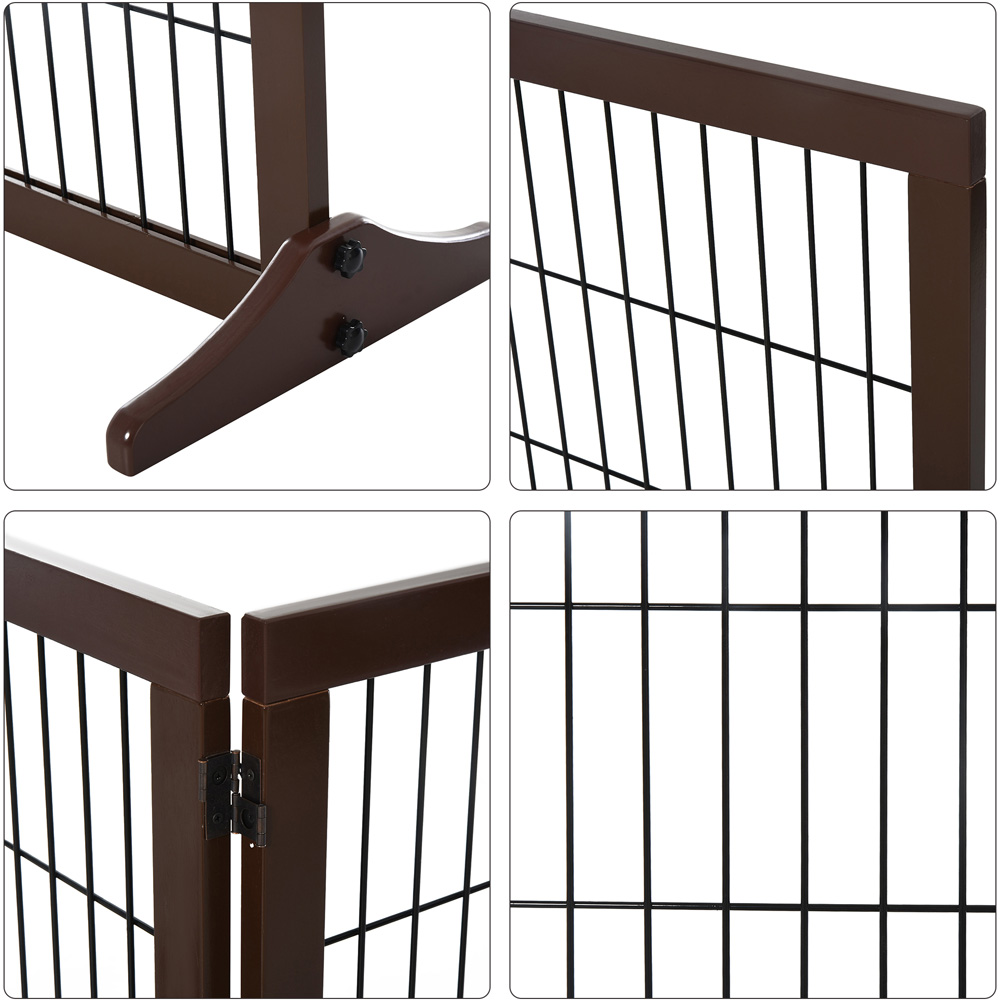 PawHut Brown 3 Panel Foldable Pet Safety Gate Image 6