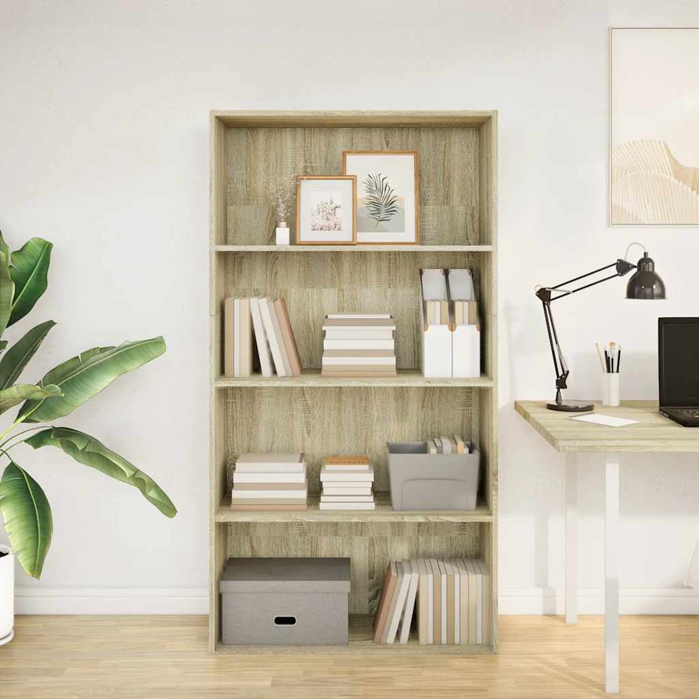 vidaXL 4 Shelf Sonoma Oak Bookcase Image 7