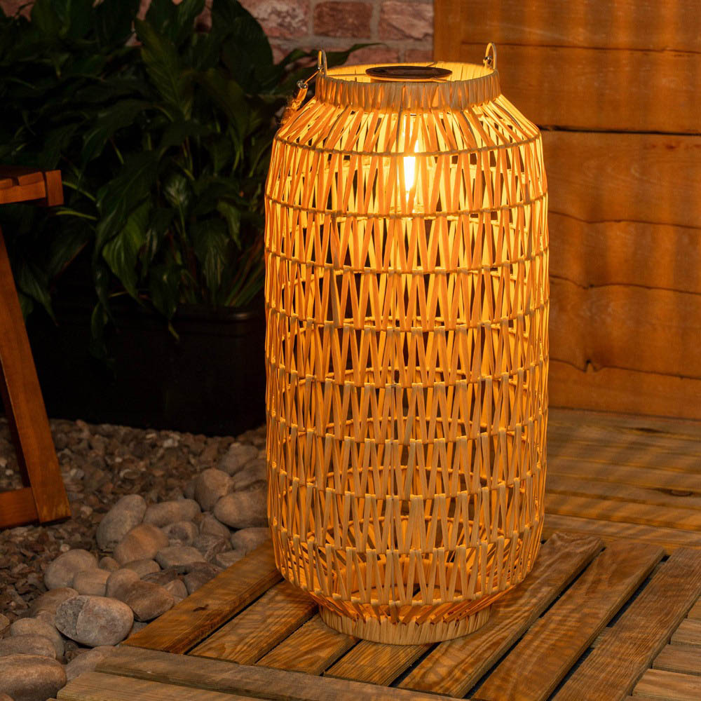 ValueLights Natural Rope Solar Powered Lantern Outdoor Garden Light Floor Lamp Image 2