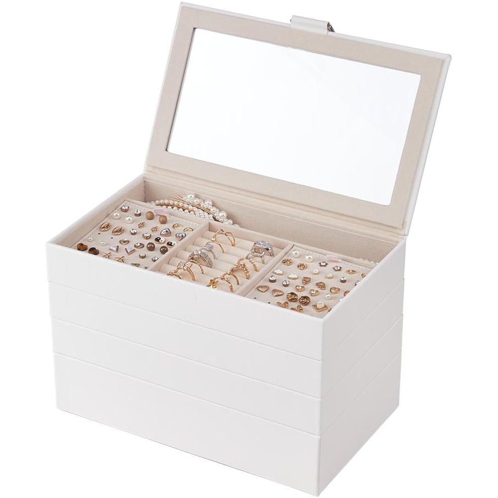 H&O Direct 4 Tier White Jewellery Box Image 2